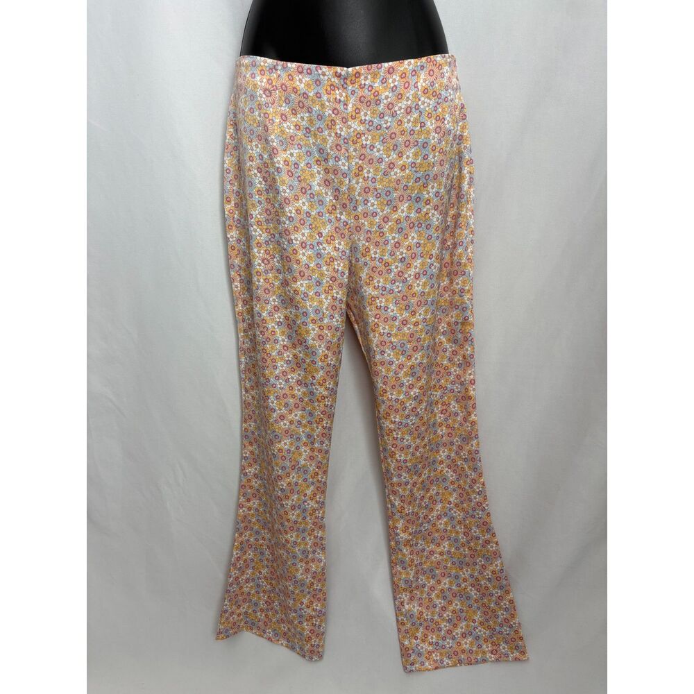 Zara Floral Kick Flare Pants Pastel Size M Groovy 70s 80s Girly Flirty Bootcut